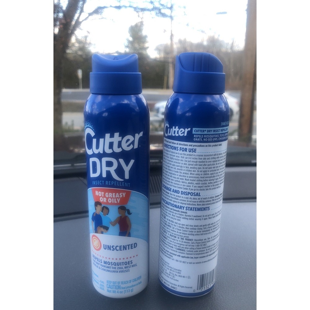 2 Cutter Dry Insect Mosquito Repellent Unscented 4 oz ea Lot of 2 Dry Bug Spray